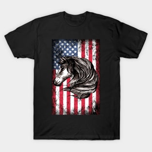 Patriotic Horse American Flag T-Shirt